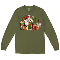 Army Green western santa cowboy coffe cups christmas Long Sleeve Tee - CowGirlArtShop