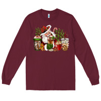 Burgundy western santa cowboy coffe cups christmas Long Sleeve Tee - CowGirlArtShop
