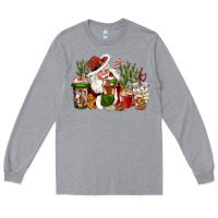 Heather Grey western santa cowboy coffe cups christmas Long Sleeve Tee - CowGirlArtShop