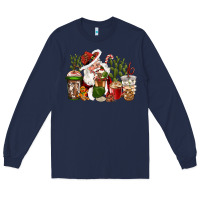 Navy western santa cowboy coffe cups christmas Long Sleeve Tee - CowGirlArtShop