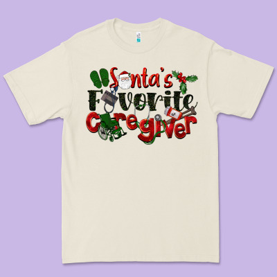 Santa's Favorite Caregiver Christmas Premium Tee Designed By Lillyallendesigns