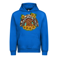 Cobalt scottish calf sunflowers rainbow Urban Hoodie - BarkalooDesign