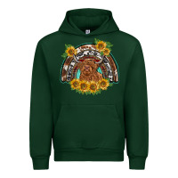 Forest Green scottish calf sunflowers rainbow Urban Hoodie - BarkalooDesign