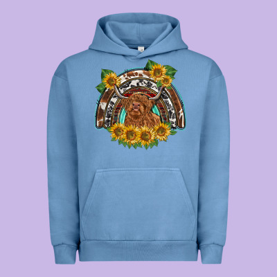 Scottish Calf Sunflowers Rainbow Urban Hoodie Designed By Barkaloodesign