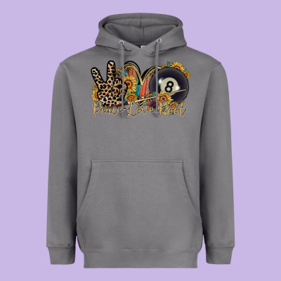 Peace Love Pool Heavyweight Hoodie Designed By Racoondesign