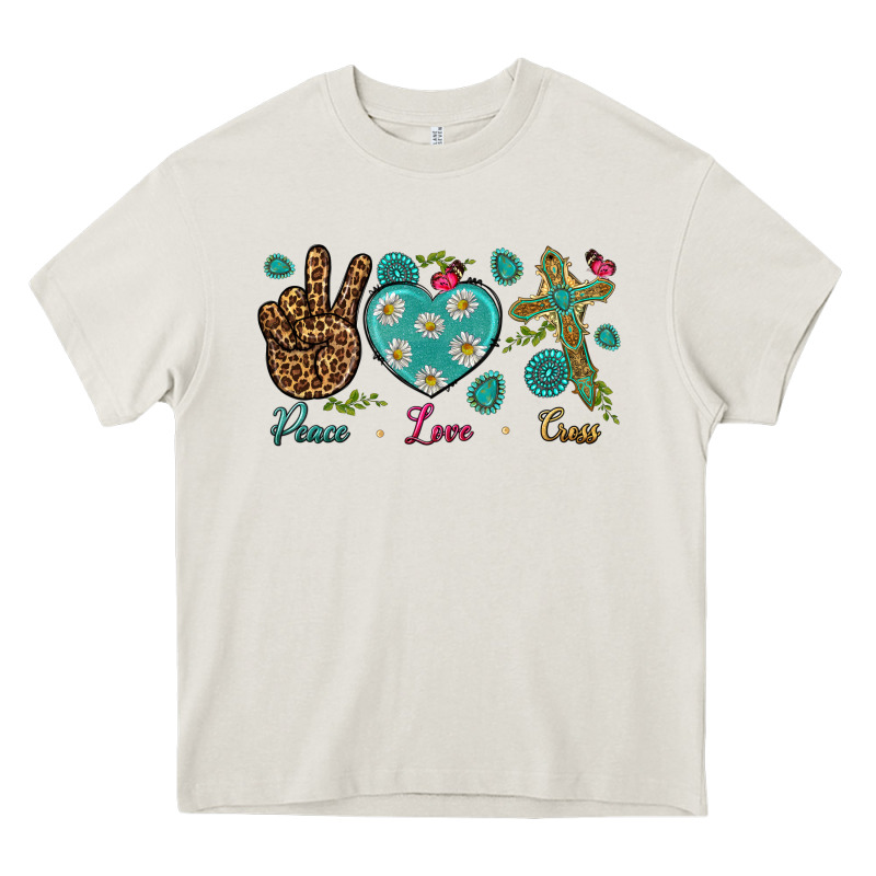 Peace Love Cross Heavy Core Tee by BundleAndBundleShop | Teevron