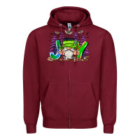 Burgundy Joy Halloween Gnome Zipper Hoodie - CowhideDigitalArt