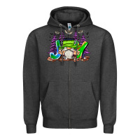 Charcoal Heather Joy Halloween Gnome Zipper Hoodie - CowhideDigitalArt