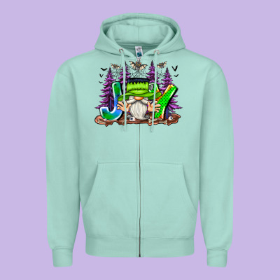 Joy Halloween Gnome Zipper Hoodie Designed By Cowhidedigitalart
