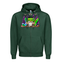 Sports Green Joy Halloween Gnome Zipper Hoodie - CowhideDigitalArt