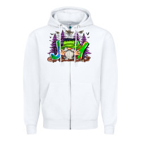 White Joy Halloween Gnome Zipper Hoodie - CowhideDigitalArt