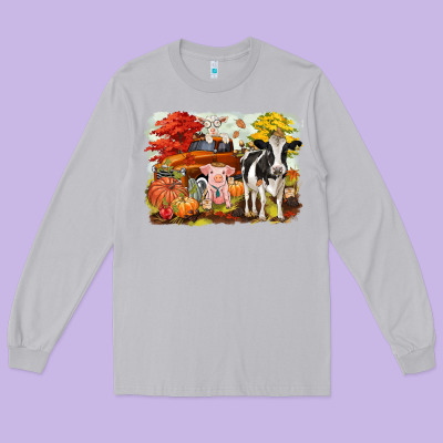 Fall Farm Animals Long Sleeve Tee Designed By Cowgirlartshop
