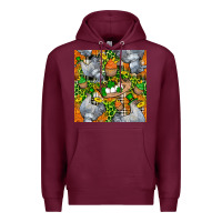 Burgundy St. Patricks Chicken With Cupcake Leopard Premium Hoodie - FaDigitalArtStudio