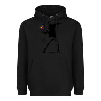 Black banksy protester throwing flowers Heavyweight Hoodie - lanVoArt