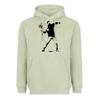 Matcha banksy protester throwing flowers Heavyweight Hoodie - lanVoArt