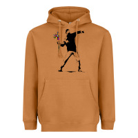 Meerkat banksy protester throwing flowers Heavyweight Hoodie - lanVoArt