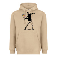 Mushroom banksy protester throwing flowers Heavyweight Hoodie - lanVoArt