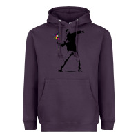Plum banksy protester throwing flowers Heavyweight Hoodie - lanVoArt