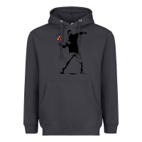 Smoke banksy protester throwing flowers Heavyweight Hoodie - lanVoArt