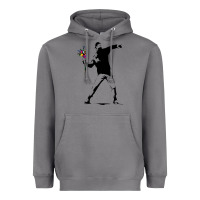 Storm banksy protester throwing flowers Heavyweight Hoodie - lanVoArt