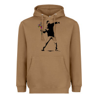 Toasted Coconut banksy protester throwing flowers Heavyweight Hoodie - lanVoArt