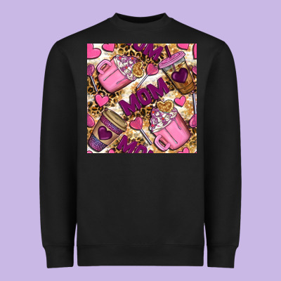 Mom Coffee Cups With Leopard Digital Paper Heavyweight Sweatshirt Designed By Bundleandbundleshop