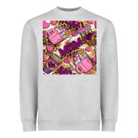 Heather Grey Mom Coffee Cups With Leopard Digital Paper Heavyweight Sweatshirt - BundleAndBundleShop
