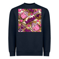 Navy Mom Coffee Cups With Leopard Digital Paper Heavyweight Sweatshirt - BundleAndBundleShop