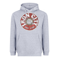 Heather Grey vintage retro iron city(beer) proof Heavyweight Hoodie - lanVoArt
