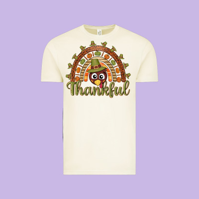 Turkey Rainbow Thankful Thanksgiving Vintage Tee Designed By Nancycooperartshop