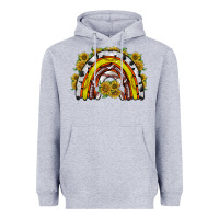 Heather Grey sunflower sports rainbow Heavyweight Hoodie - RacoonDesign