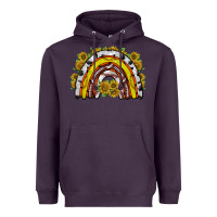 Plum sunflower sports rainbow Heavyweight Hoodie - RacoonDesign