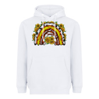 White sunflower sports rainbow Heavyweight Hoodie - RacoonDesign