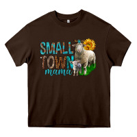 Chocolate Brown Small Town Mama With Sheeps Heavy Core Tee - BundleAndBundleShop