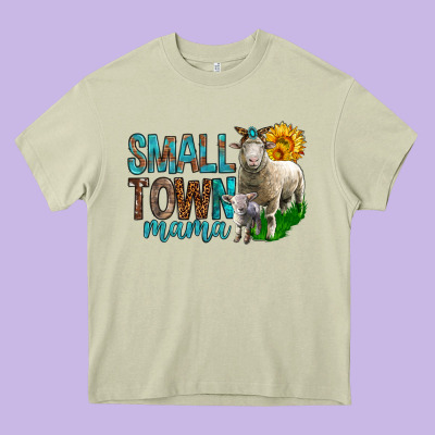 Small Town Mama With Sheeps Heavy Core Tee Designed By Bundleandbundleshop