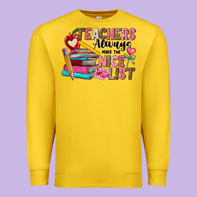 Teachers Always Make The Nice List Premium Sweatshirt Designed By Cowhidedigitalart