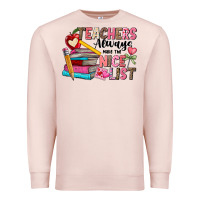 Pale Pink Teachers Always Make The Nice List Premium Sweatshirt - CowhideDigitalArt