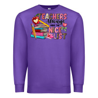 Purple Teachers Always Make The Nice List Premium Sweatshirt - CowhideDigitalArt