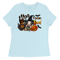 Baby Blue Moo I Mean Boo Holstein Cow Ladies Tee - LillyAllenDesigns