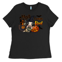 Black Moo I Mean Boo Holstein Cow Ladies Tee - LillyAllenDesigns