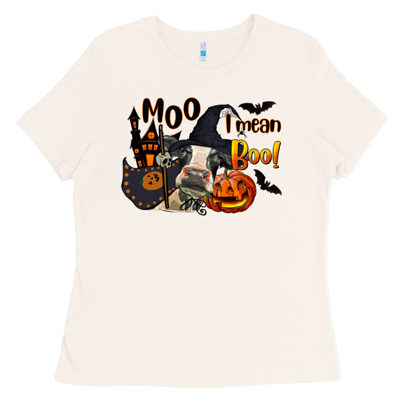 Moo I Mean Boo Holstein Cow Ladies Tee by LillyAllenDesigns | Teevron