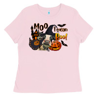 Bubblegum Pink Moo I Mean Boo Holstein Cow Ladies Tee - LillyAllenDesigns