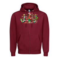 Burgundy Joy Girl Black Zipper Hoodie - CowhideDigitalArt