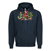Navy Joy Girl Black Zipper Hoodie - CowhideDigitalArt