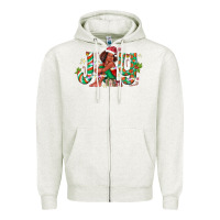 Oatmeal Heather Joy Girl Black Zipper Hoodie - CowhideDigitalArt