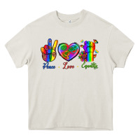 Cream Peace Love Equality Heavy Core Tee - BundleAndBundleShop