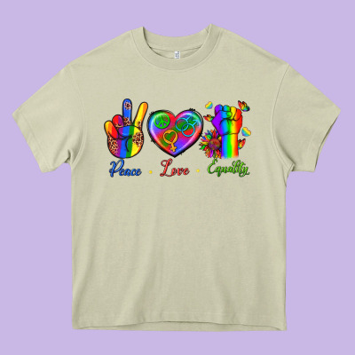 Peace Love Equality Heavy Core Tee Designed By Bundleandbundleshop