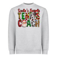 Heather Grey Santa's Favorite Tennis Coach For Christmas Heavyweight Sweatshirt - FaDigitalArtStudio