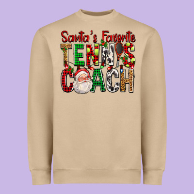 Santa's Favorite Tennis Coach For Christmas Heavyweight Sweatshirt Designed By Fadigitalartstudio