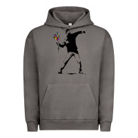 Pigment Tornado banksy protester throwing flowers Urban Hoodie - lanVoArt